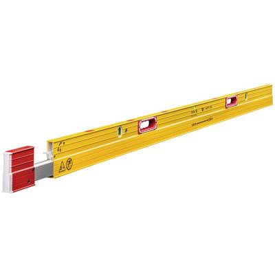 Yellow spirit level with red and white end caps. Contains multiple vials for levelling. Printed text: '5555 Custom Measurement 270'.