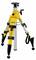 A yellow and silver adjustable tripod with black feet, designed for supporting equipment like cameras or survey instruments.
