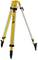 Yellow and silver adjustable three-legged tripod with black foot protection, suitable for surveying equipment, in an upright position.