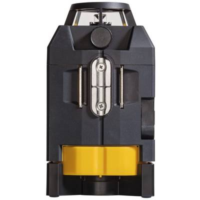 A black and yellow construction device for precise measurement of structures with robust screw connections.