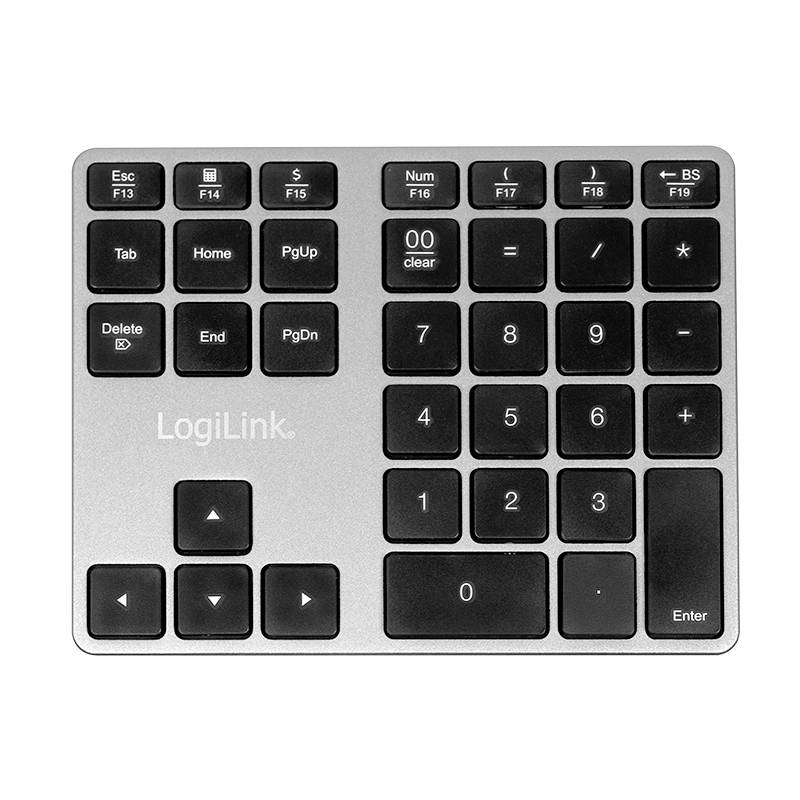 'LogiLink' numeric keypad with 18 keys, including special functions for numerical input and navigation.
