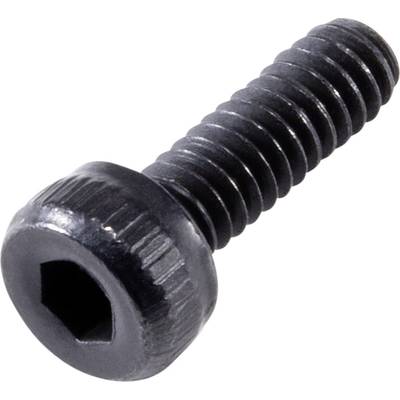 A black hexagon socket countersunk head bolt, typically used for precise assembly in machinery or furniture.