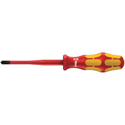 Slotted screwdriver with red and yellow handle by Wera, suitable for slotted screws.