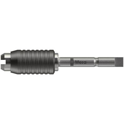 Bit adaptor by Wera, with a knurled grip and hexagonal tip, suitable for use with screwdrivers or power tools.