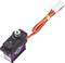 A small, purple and black servo motor with an orange cable and white plug, suitable for model aircraft or RC vehicles.