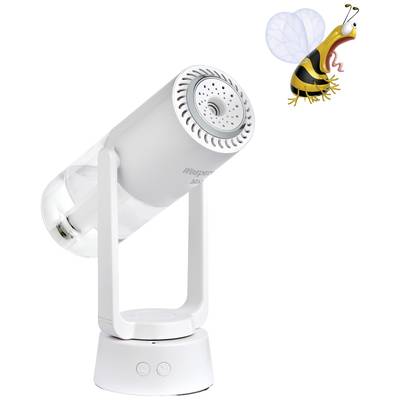 A white, modern bumblebee cooler with a stylised image of a bee in the top right corner.