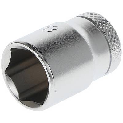 Metal socket with a knurled edge for better grip. Size indicated on the side. Used for mechanical work.