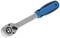 'Ratchet with blue-black plastic handle and silver metal body, brand name visible on the handle.'