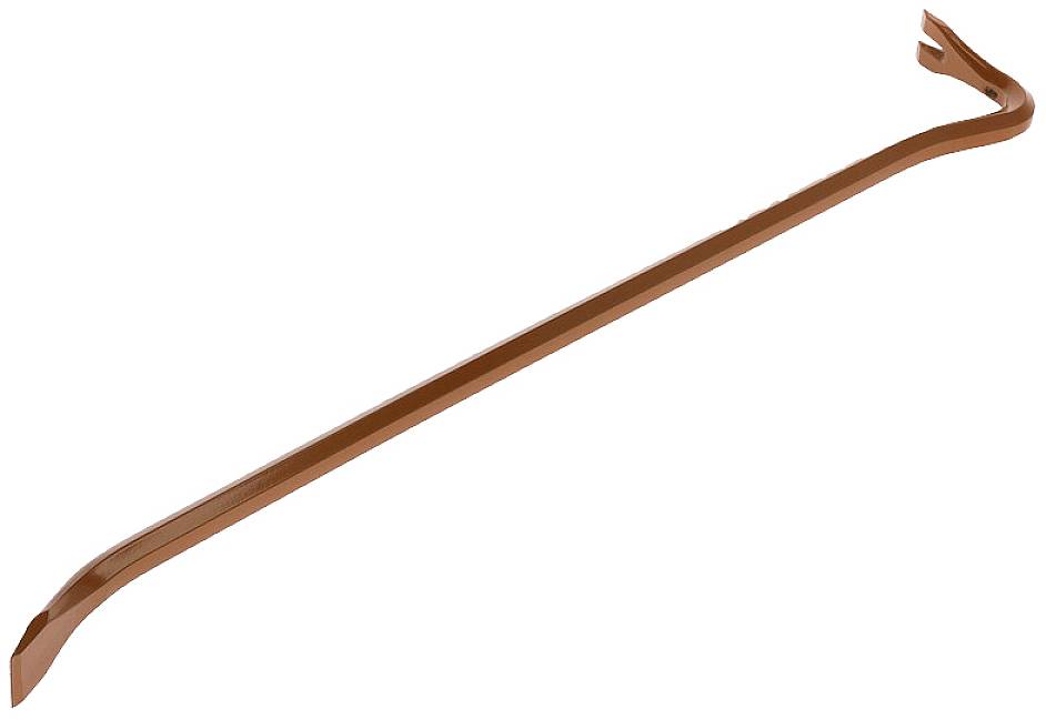 Metal crowbar with curved ends in the shape of a hook, commonly used in construction or for opening crates.