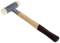 Rubber hammer with wooden handle; suitable for work that should not cause marks or damage.