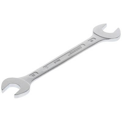 A silver spanner with two open ends of different sizes. It is used for tightening or loosening bolts.