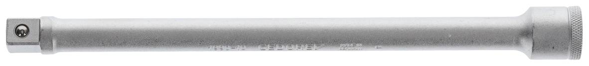 A silver extension bar with a square drive at one end and a knurled handle at the other, used for tool extension.