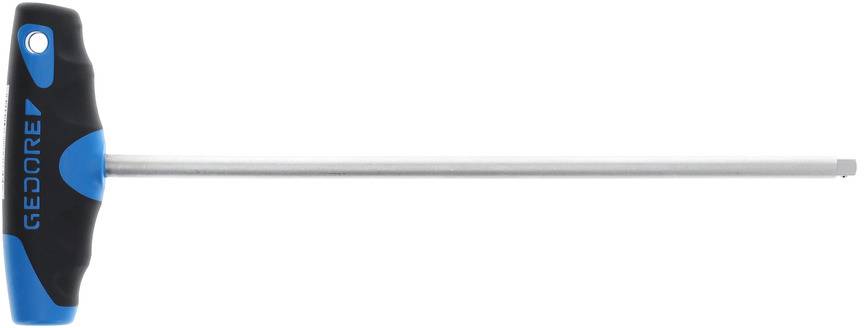 T-shaped Allen key with a blue-black handle and long silver shaft. The handle is marked with 'GEDORE'.