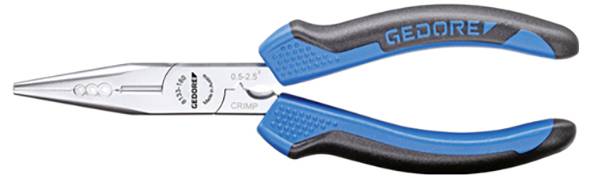 A blue and black-handled combination plier with a metal gripping and cutting surface, labeled 'GEDORE'.