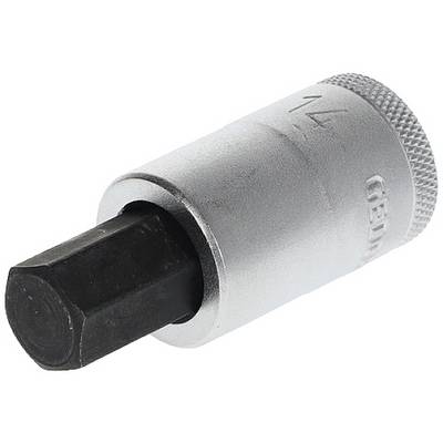 A silver spanner attachment with a black hexagonal head. It is used for work involving screws and bolts.