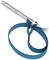 Metal band spanner with blue ribbon, used for loosening oil or filter-like objects.