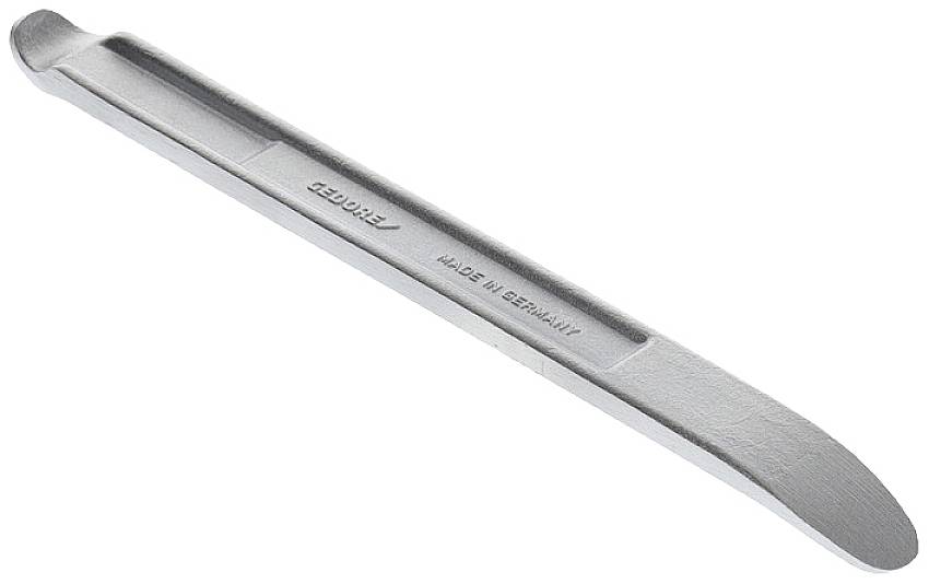 A silver tyre lever with the inscription 'Made in Germany', primarily used for removing bicycle tyres.