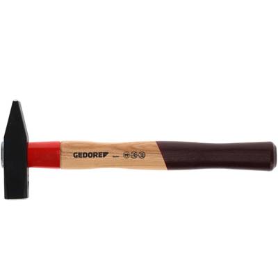 A hammer with a wooden handle and metal head, branded with the text 'GEDORE'. The handle is partially painted red.