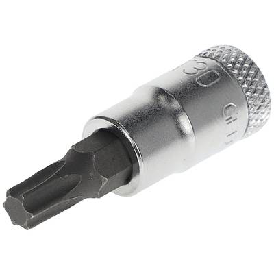 A silver Torx bit attachment, with a knurled handle for secure grip, suitable for screw work with a compatible screwdriver.