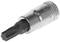 A silver Torx bit attachment, with a knurled handle for secure grip, suitable for screw work with a compatible screwdriver.