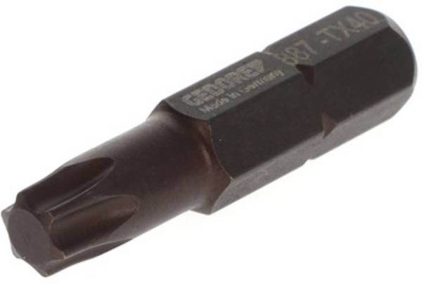 <br> Gedore<br> 6571230<br> 887 TX T40<br> TX bit<br> Drive (screwdriver): 5/16" (8 mm)<br> Downforce: TX<br> <br> <br>