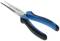 Long-nose pliers with blue and black handles, suitable for precision work in hard-to-reach areas.