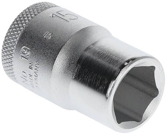 Metal socket spanner with '15' marking, suitable for nuts or bolts of 15 mm size.