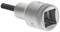 A silver-coloured socket adapter with a hexagonal shaft and knurled edge for better grip.