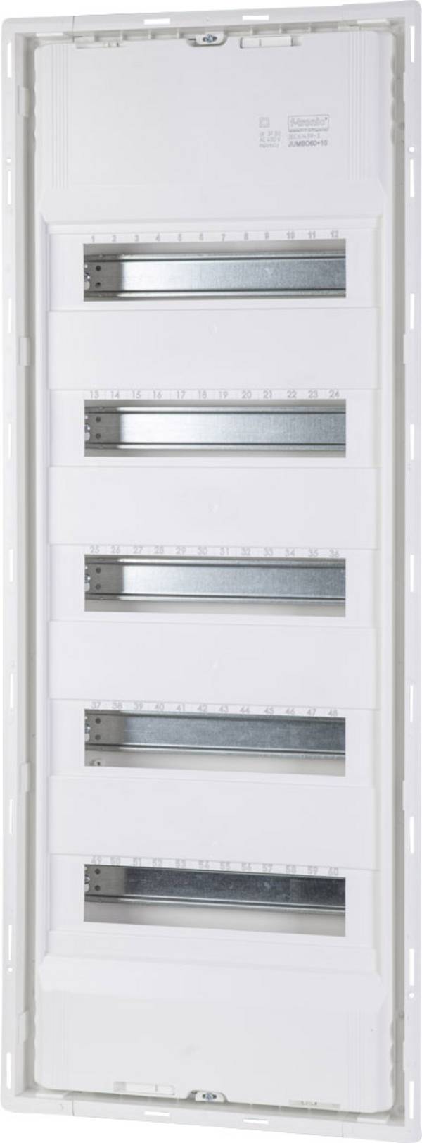 F-Tronic 7250062 JUMBO60+10 Switchboard cabinet Cavity wall, Flush mount No. of partitions = 60 No. of rows = 5 Content 1 pc(s)