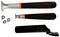 Three tools with ergonomic handles and metal blades, accompanied by spare blades. Suitable for smoothing surfaces.