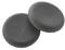 Two round, black foam ear cushions overlapping each other. They are replacement parts for earphones.