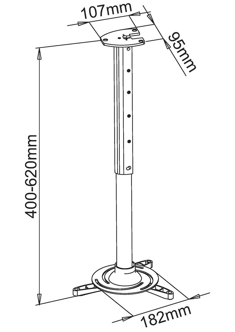 My Wall H16-4L Projector ceiling mount Tiltable Max. distance to floor/ceiling: 620 mm Silver-1
