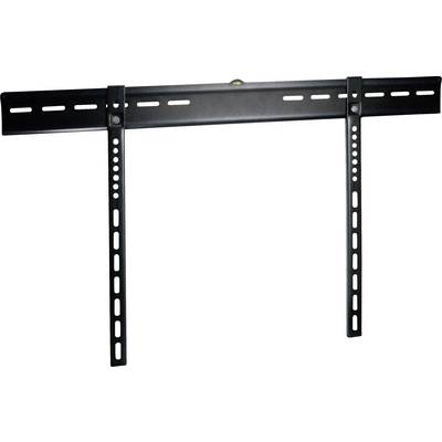 Slim black metal TV wall mount with two vertical rails.