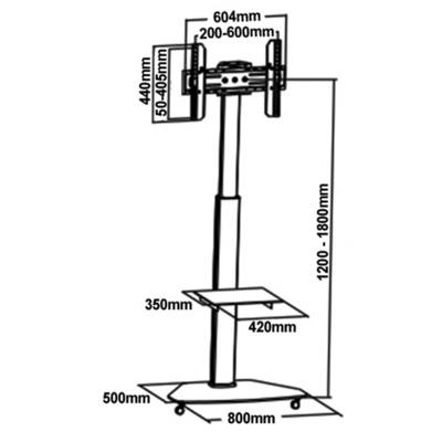 My Wall HP1DWL TV trolley 94,0 cm (37") - 177,8 cm (70") Swivelling-3
