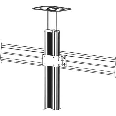 A technical drawing of a beam and a stand connected to each other, potentially part of an assembly system.