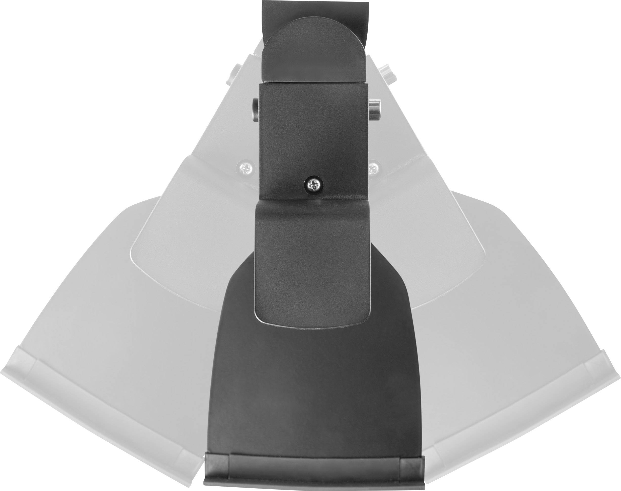 A black dumbbell rack with a triangular metal frame on a white background, viewed from above.