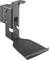 Black, wall-mounted metal bracket, suitable for securely storing a device or object.