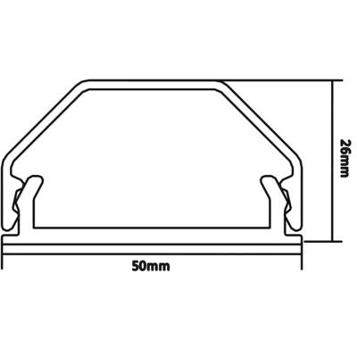 Cross-section of an aluminium profile view with dimensions of 50 mm width and 26 mm height.
