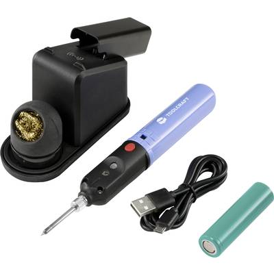 Soldering Iron Set with Cordless Soldering Iron, Charging Station, USB Cable and Rechargeable Battery.