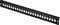Black 24-port patch panel with square cut-outs, numbered from 1 to 24, for cable management in network cabinets.