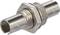 Metallic adaptor plug with a cylindrical shape and threading, suitable for electronic connections.