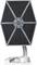 A miniature of a classic spacecraft fighter with hexagonal wings on a display stand.