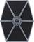 A black hexagon with silver struts, reminiscent of a futuristic spacecraft design.