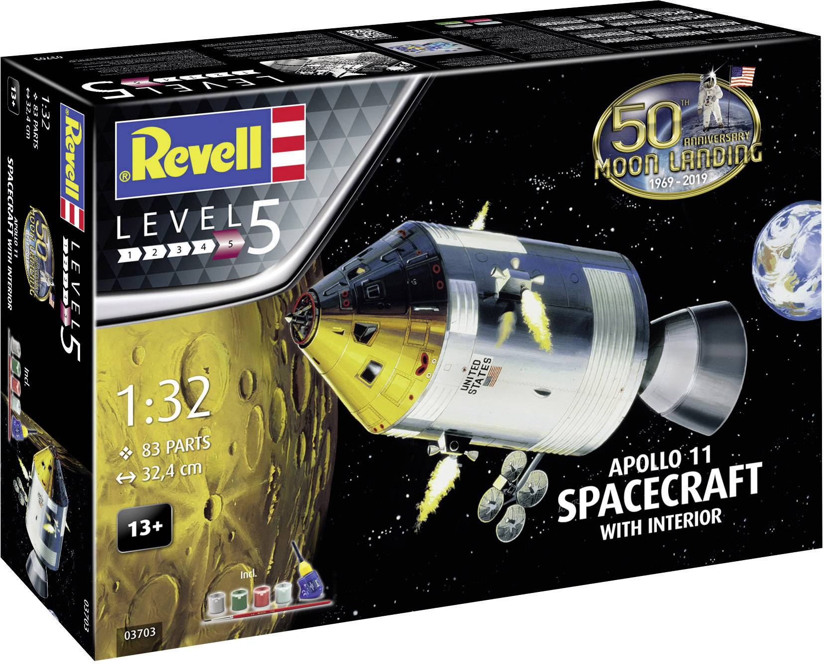 Revell 03703 Apollo 11 Spacecraft with Interior Spacecraft assembly kit ...