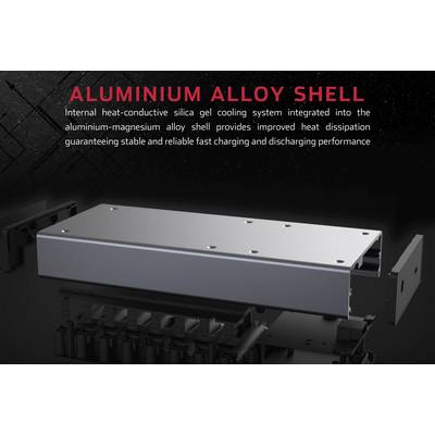 Aluminium alloy casing with integrated cooling system for efficient heat dissipation, ensuring rapid charging and discharging.