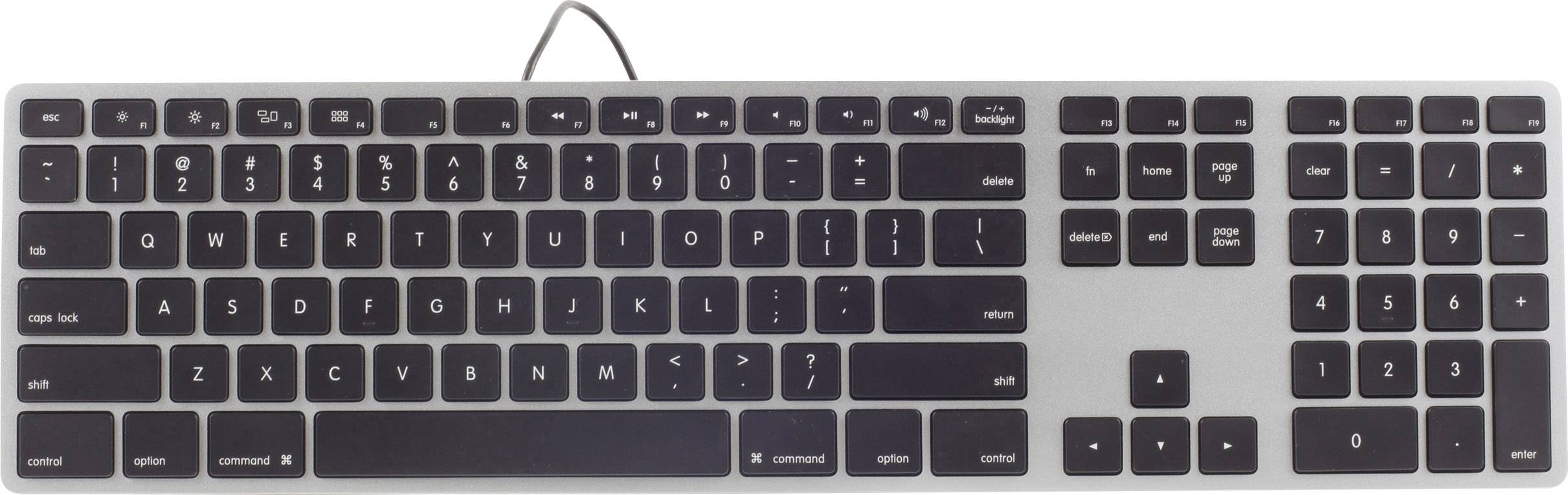 Matias FK318LB USB Keyboard English (US), QWERTY, Macintosh Spaceship grey Backlit, USB port