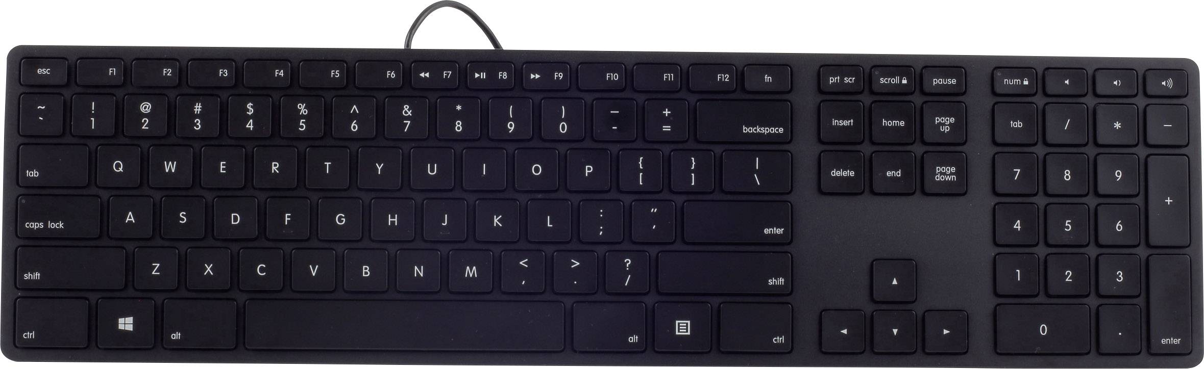 Matias FK318PCLBB-DE USB Keyboard German, QWERTZ, Windows® Black Backlit