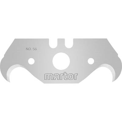 Metal blade attachment with two cutting blades and the engraving 'martor No. 56', likely an accessory for a cutting tool.