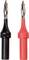 Black and red test lead tip. The black one is marked with '1000V'. Both have metal tips and plastic housings.