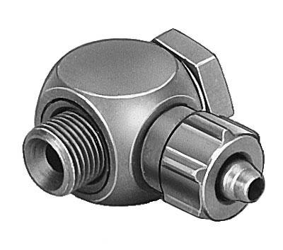 Metal valve with a cylindrical housing, visible threads and a rotary handle, likely suitable for a pipe connection.